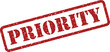 © RABBI - A striking red rectangular rubber stamp featuring the word PRIORITY on a clean white backdrop