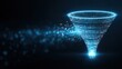 © Pixelzone - Abstract digital funnel vortex of glowing particles on a dark background, data analysis concept