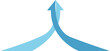 © Sima - Two blue paths merging into single upward pointing arrow on white background icon