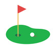 © 弗莱彻 - Golf Course Green, Flagstick with Golf Ball, Flat Icon Vector, Sports App Design, Website Vector Illustration, Isolated
