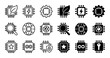 © PixeloAI - Set of hybrid microchip and processor icons featuring integrated symbols for green energy power infinity and global network in outline and solid styles