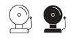 © Karlee - School bell icon style design pack on white background. Thin line and clipart style