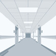 © Suka - Architectural Perspective Of A Hospital Corridor With Sterile Lighting And Doors
