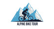 © Hasan - Alpine Bike Tour Silhouette In Mountain Landscape Logo Design For Outdoor Activities