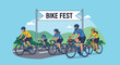 © Johan - Bike Fest Celebrations Depicting Group Cycling Competition and Recreational Fun Activities