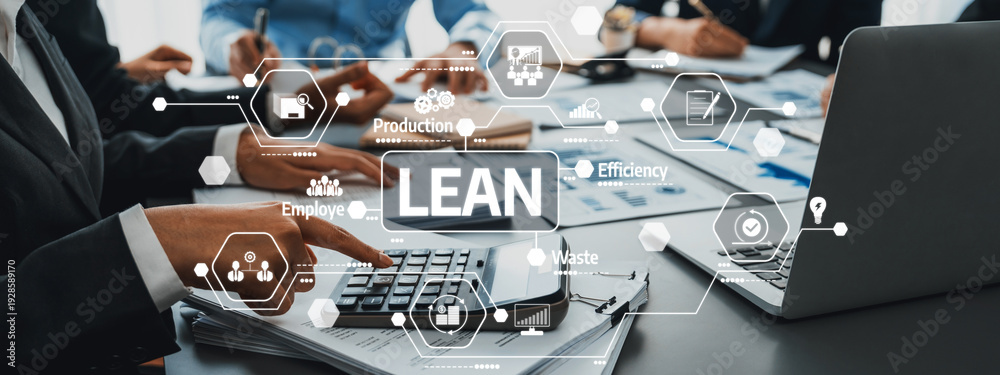 Business professionals engage in discussions on lean management ...