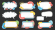 © Cil - Coleção de caixas de texto e balões de fala coloridos em estilo doodle para comunicação criativa e design moderno.