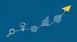 © Mary Patricia - A stylized infographic representing the business journey with icons for research ideas process growth and achieving goals with a yellow paper airplane success strategy planning