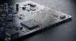© penti - Close-up of a digital circuit board disintegrating into tiny particles, symbolizing data loss or technological decay