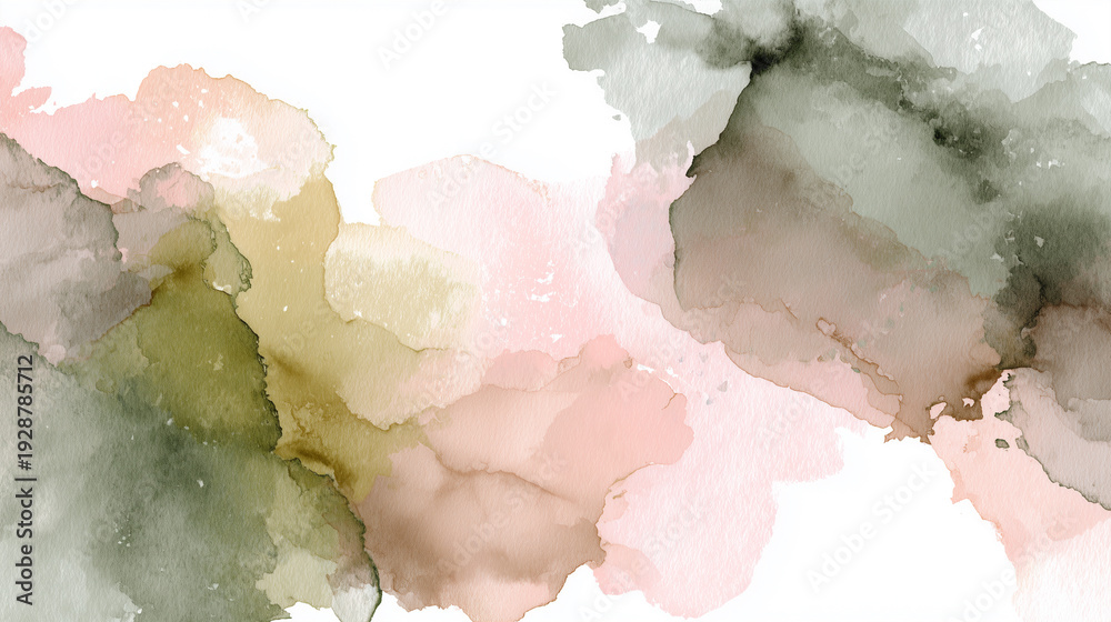 ピンクとセージグリーンの水彩ウォッシュ Stock Illustration | Adobe