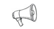 © Ophelia - megaphone illustration hand drawn black and white line art style communication symbol