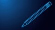 © Moon Guy - Glowing Neon Outline of a Pencil for Digital Art and Design Concepts on a Dark Blue Background