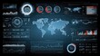 © Sampao - Futuristic Digital Interface with World Map and Data Visualization for Modern Technology and Analytics Concepts