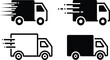 © Billal - Fast delivery truck icon set with express shipping motion lines for logistics and distribution services