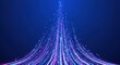 © arasheed - Vibrant streaks of light in blue and pink ascend upwards against a dark blue background, symbolizing growth, speed, and data transmission.