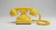 © Musarrof - Vintage yellow rotary phone with cord on white background