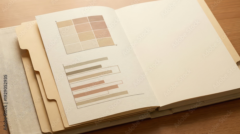 Sustainability audit binder with divider tabs and blank page copy space ...