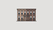 © Saj's Galleria - A simple illustration of a brownstone building with a flat roof and multiple windows