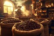 © SweetCommercial - A coffee roaster is shown with bags of coffee beans inside