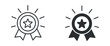 © Masuda Akthar - Award badge icon set, star medal ribbon symbol, line and filled style vector illustration