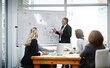 © peopleimages.com - Presentation, whiteboard and business man in meeting for client proposal, investor schedule or plan. People, office and funding objective for market growth, company founder report and agenda list