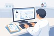 © Arini - Healthcare professional or scientist working on a computer with digital patient records or research data in a modern laboratory setting.