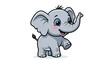 © Tro - Cartoon elephant with raised trunk smiling.