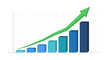 © Adnan - Increasing business growth chart with green arrow and blue bars on white background symbolizing success and progress in finance and statistics