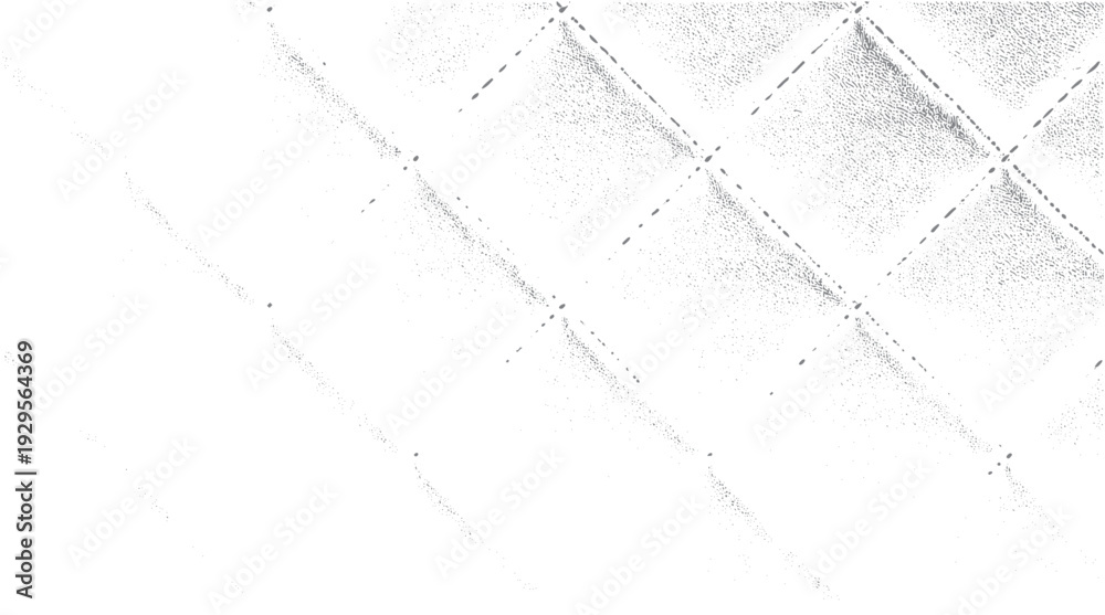 Diagonal grid pattern with stippled texture and dashed lines on a white ...