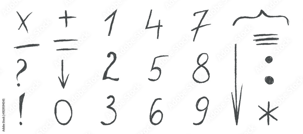 Underlines Chapter Numbers Hand drawn doodle elements. Handwritten line sketch of arrow, numbers ...