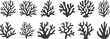 © Alpona - Black coral reef shapes set, isolated on white background for marine and underwater sea design