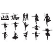 © FARJANAAFRIN - Diverse people dancing and performing street show silhouettes