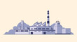 © putra - Industrial factory building with smokestacks and production facilities.