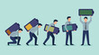© Tahphoto - Businessman's energy progression from low charge to full power and success