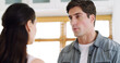 © peopleimages.com - Couple, serious and discussion in home with relationship, questions and attention with partner in lounge. Woman, man and talk with perspective, listen or advice with problem solving at apartment
