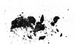 © Sadrul Amin - Black powder or charcoal fragments exploding or dispersing in air on white background  dramatic destruction effect