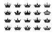 © Sunnn - Set of royal crown icons representing power, royalty, and leadership in a black and white graphic