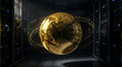© Prime Layer Studio - Liquid Gold AI Core Sphere in Dark Technology Environment - Innovation Concept