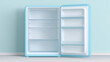 © marie - un frigo avec un mur bleu