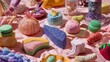 © JuanB - Colorful sweets and macarons vibrant dessert flat lay composition