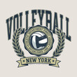 © MD MAIDUL ISLAM - Vintage New York Volleyball World Championship Illustration - Retro NYC Athletic Department Graphic with Laurel Wreath and 1990 Finest League Badge - Classic Collegiate Varsity Style Sports Apparel T-