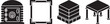 © MDRafiqul - Four black isometric including a safe a frame a stack and a table
