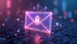 © Maryna - Glowing digital envelope with padlock icon signifies secure electronic mail and data protection. Abstract cyber background with circuit board patterns and blurred lights.