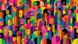 © luck - Vibrant Geometric Crowd Abstract Diversity and Joyful Community Illustration