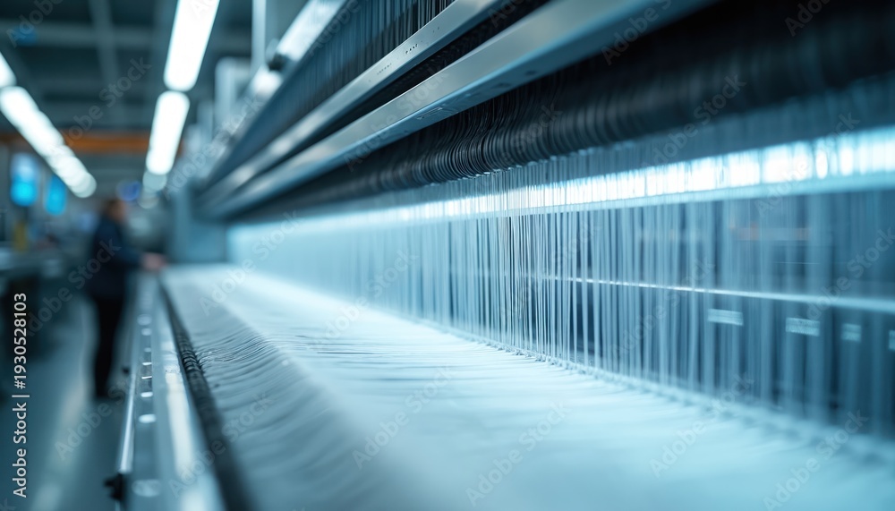 Advanced Thread Technology Modern textile machine weaves threads for smart fabric production ...