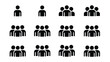 © A S M Creative - Black silhouettes of people icons in various group sizes on white background
