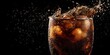 © SibteHUSSAIN - Cola splash glass side profile framing dramatic low key lighting black cinematic background rich depth contrast clean professional stock photo sharp macro photography style cinematic realism ultra