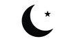 © Tuli - Crescent moon and star symbol on white background representing islamic or celestial iconography