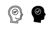 © MostIsratJahan - Human Head Silhouette with Checkmark Icon: Indicating Thought, Idea, Approval, and Agreement