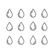 © Milar - Twelve Water Drop Icons Simple Line Art Minimalist Design Isolated on White Background